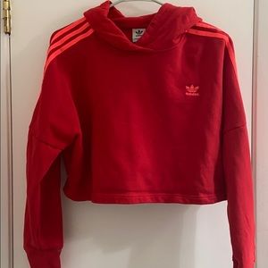 Red Adidas Crop Hoodie